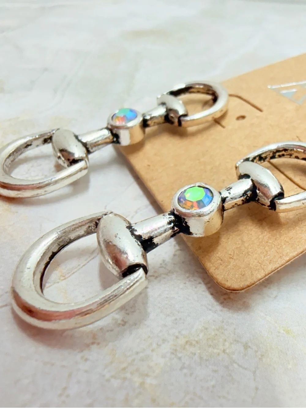 Silver Dangle Horsebit Earrings - Women Jewelry